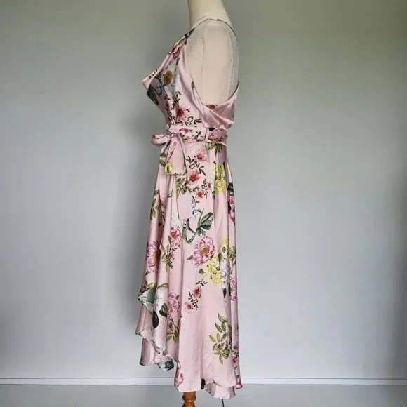 Sheike High Tea Multicolour Floral Cowl Neck Midi Dress with Belt Size 10 - Picture 3 of 9